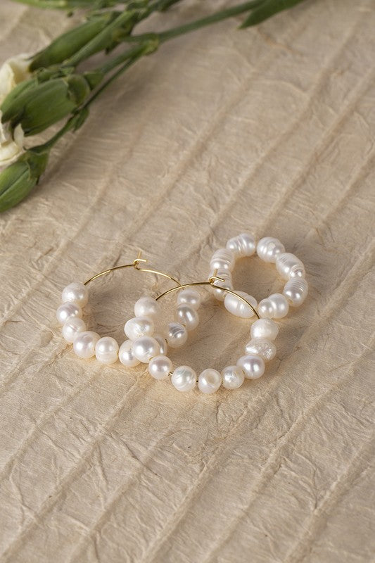 Pearl Hoop Ring and Earring Set