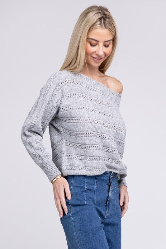 Boat Neck Cable Knit Sweater