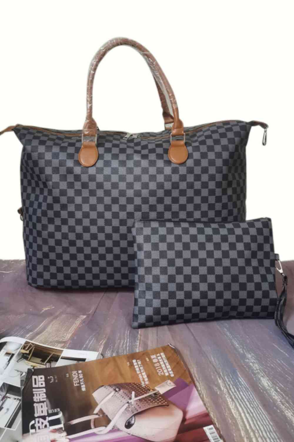 Checkered Tote Set