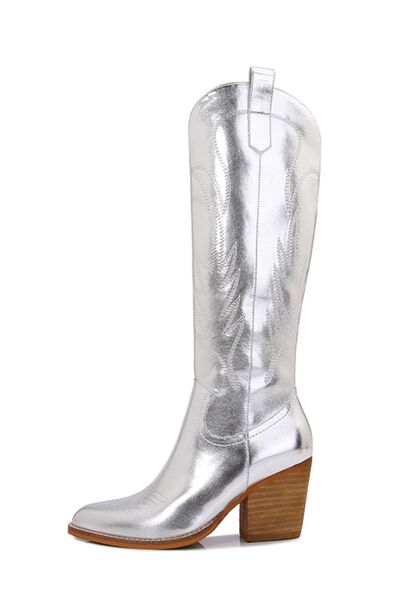 Maren Metallic Knee High Cowboy Boots