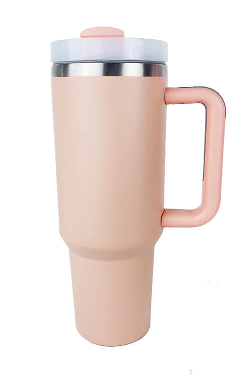 Stainless Steel Tumbler with Handle and Straw