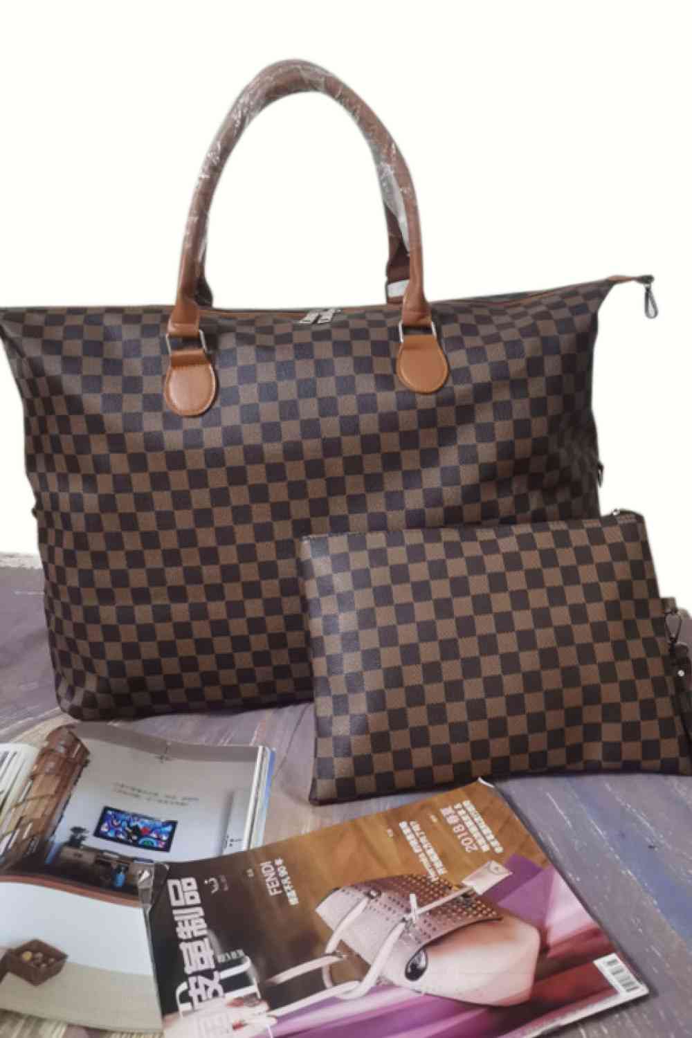 Checkered Tote Set